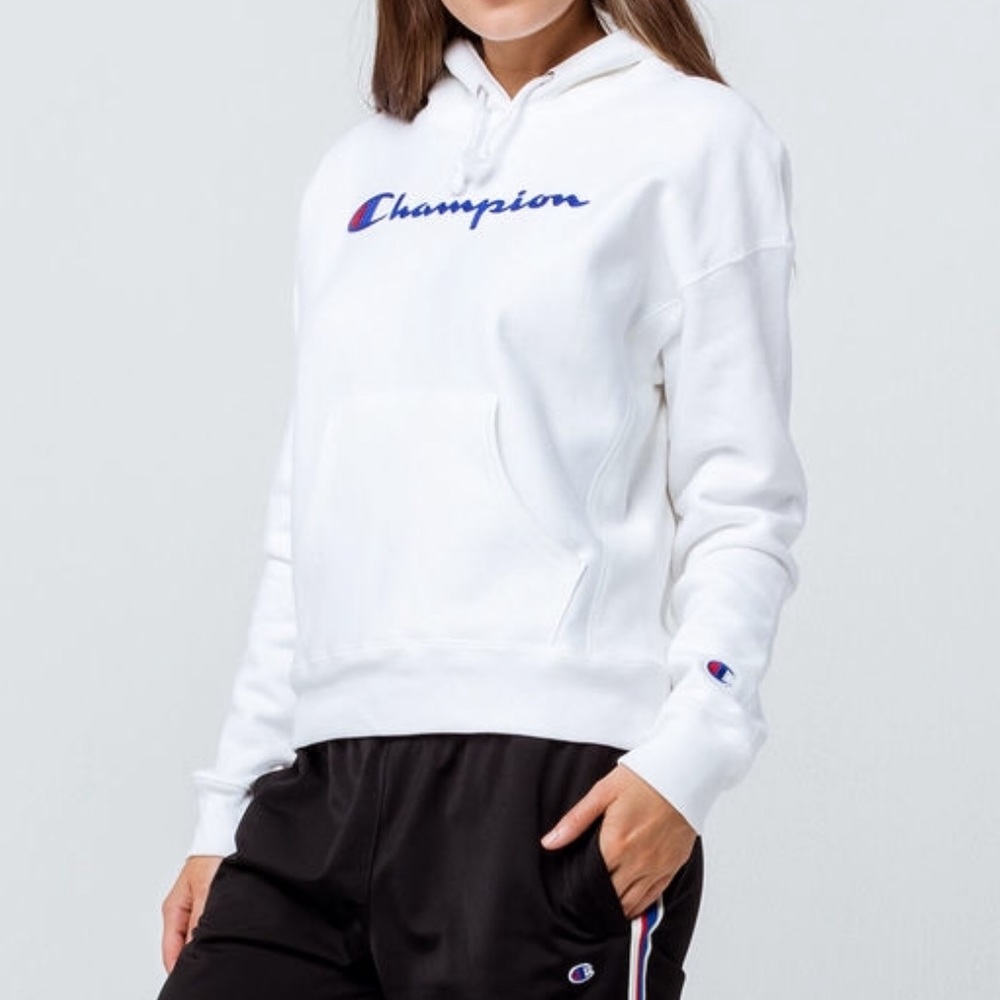 Champion white hoodie women size small